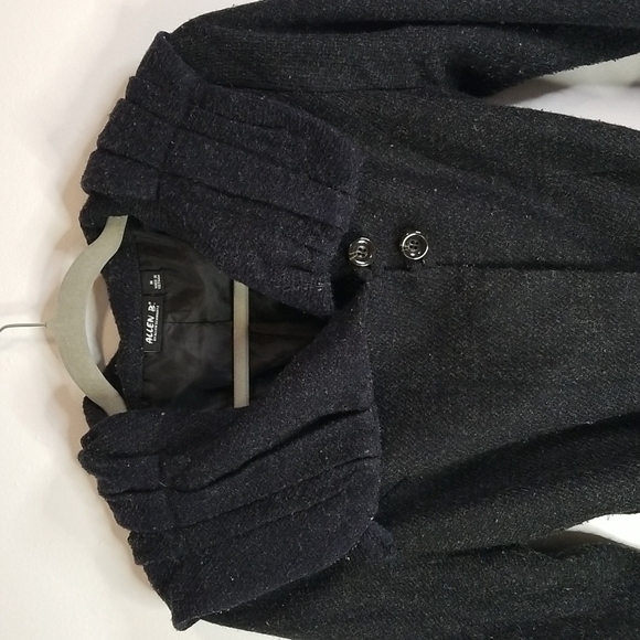 Allen B. by Allen Schwartz black wool coat tie waist size Medium EUC 🎯 - Picture 3 of 10